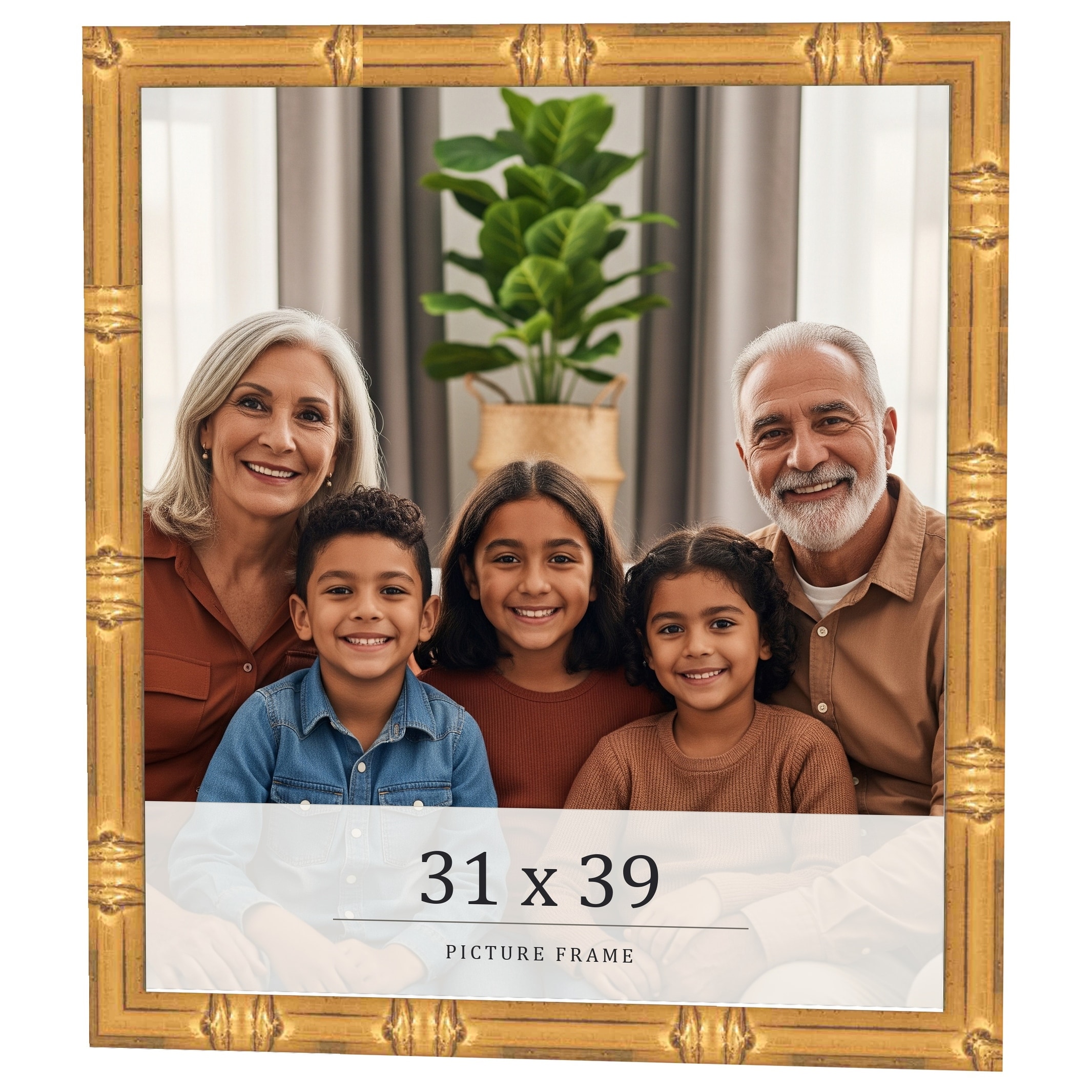 31x39 Frame Gold Bamboo Solid Wood Picture Frame | 1 Inch Moulding