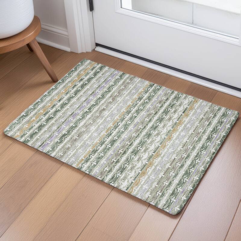 Machine Washable Indoor/ Outdoor Stripe Bramlage Chantille Rug