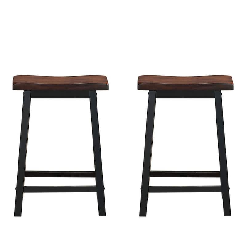 Gymax Set of 2 Bar Stools 24''H Saddle Seat Pub Chair Home Kitchen - See Details