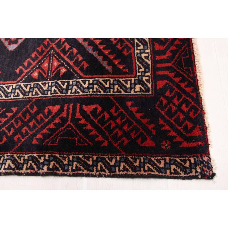 ECARPETGALLERY Hand-knotted Melis Vintage Dark Navy Wool Rug - 4'8 x 9'7