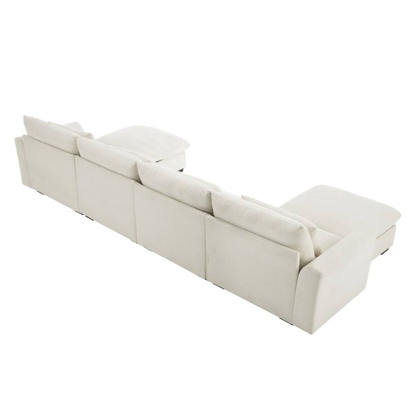 GDFStudio- Ravenscroft Corduroy Modular Sofa With Storage Ottoman