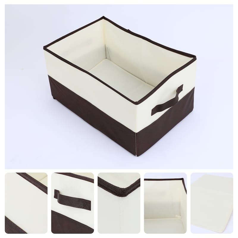 Fabric Storage Cube with Handles, 1 Pack Collapsible Storage Bin Basket for Shelves Closet Organizing Clothes - Brown - 17*12*9in