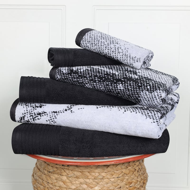 Superior Cotton Quick-Drying Solid and Marble 6 Piece Towel Set