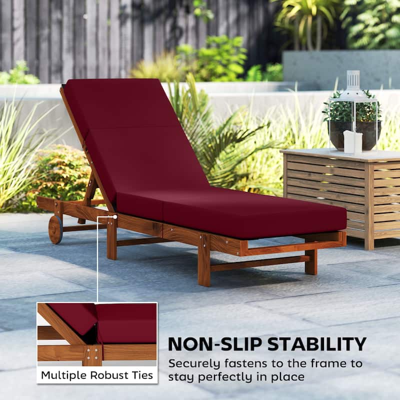 Outsunny Chaise Lounge Cushion, 4" Thick Outdoor Lounge Chair Cushion with Non-Slip Ties