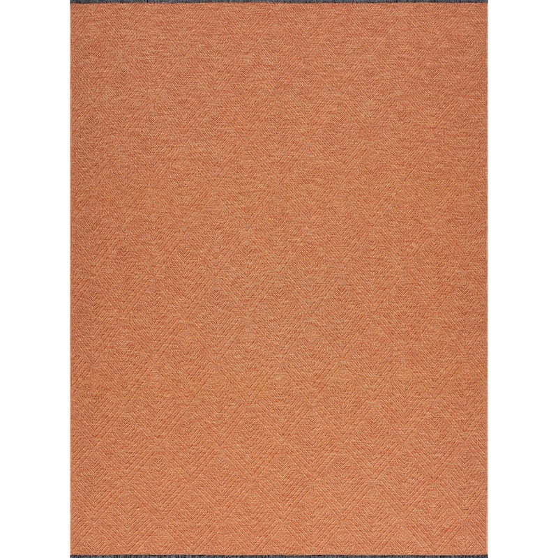 Alameda Solid Color Chevron Machine Washable Indoor Area Rug