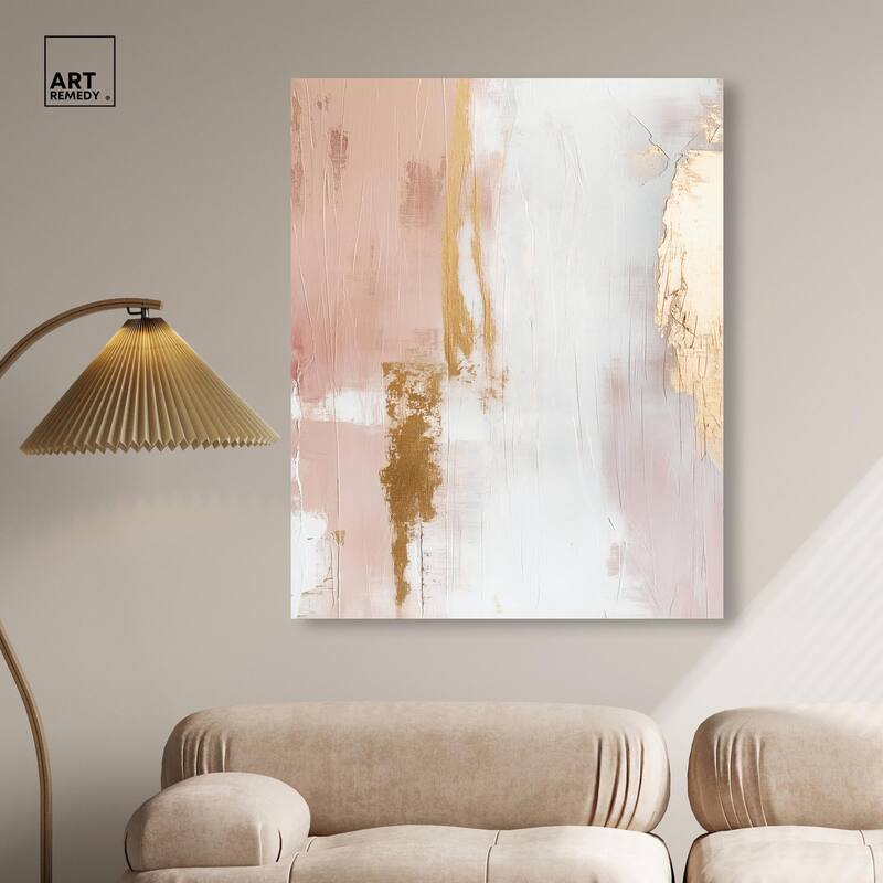 Golden Glow on Pink Canvas by Art Remedy, Gallery Wrapped