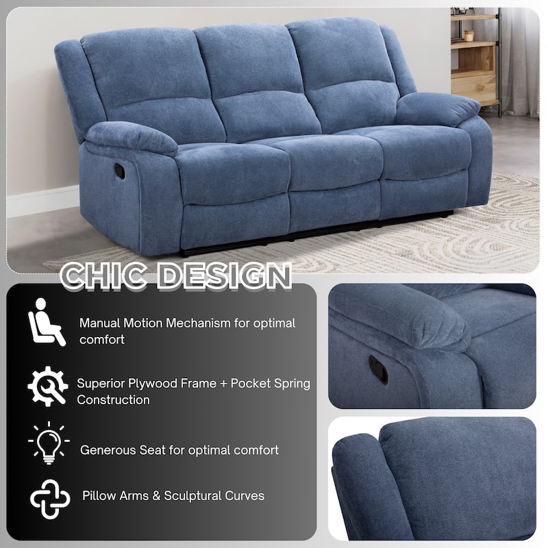 Roundhill Furniture Blitz Transitional 2-Piece Living Room Reclining Set, Sofa and Loveseat