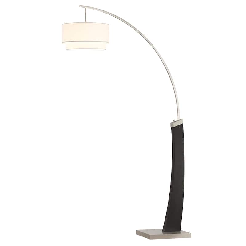 Artiva Katerina 81'' Brushed Steel Arched Floor Lamp, Pure White Shade - White