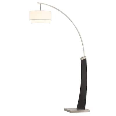 Artiva Katerina 81'' Brushed Steel Arched Floor Lamp, Pure White Shade