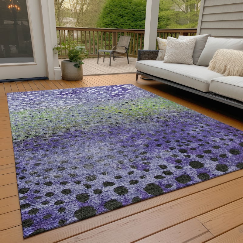 Machine Washable Indoor/ Outdoor Abstract Modern Chantille Rug