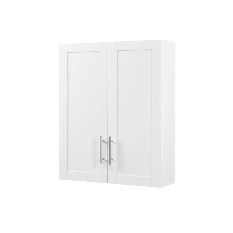 Wood Hanging Cabinet with Doors and Shelves