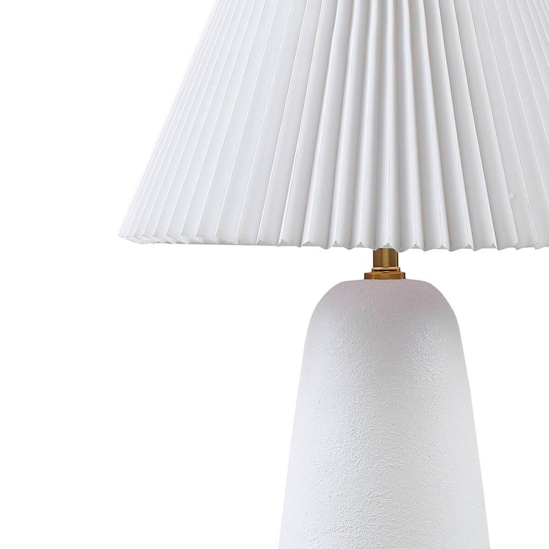 Textured Ceramic Table Lamp with Fluted Fabric Shade White See below
