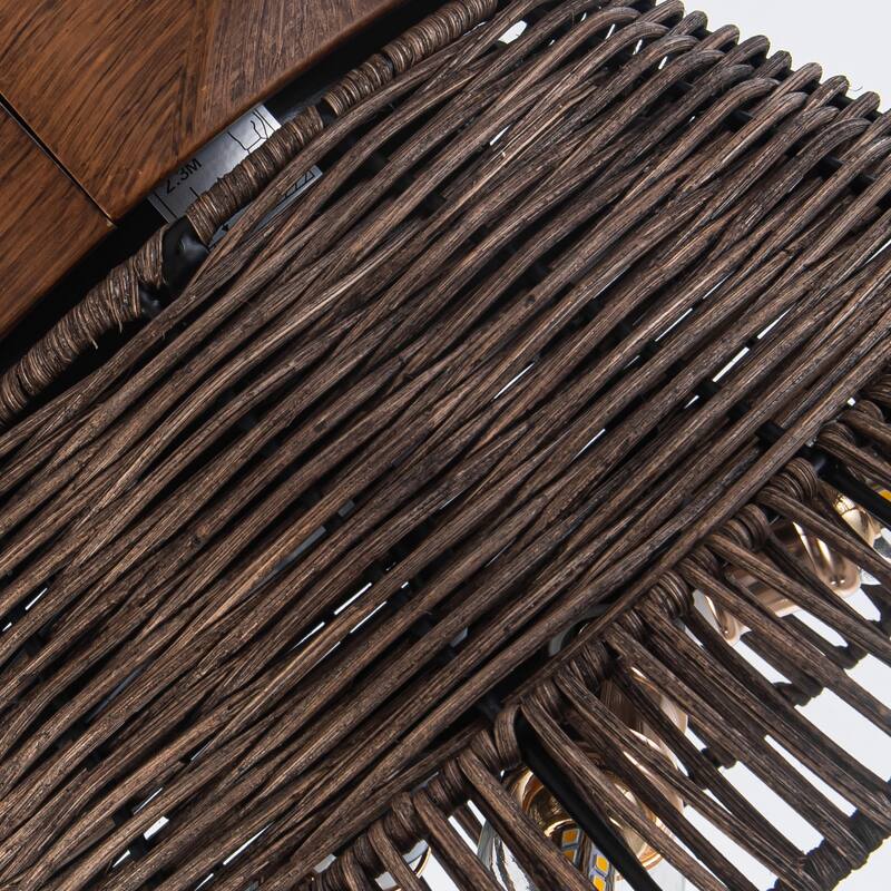 60" Natural Rattan Brown Ceiling Fan with Light Kit and Remote Control - 60 in. D x 60 in. W x 15.7 in. H