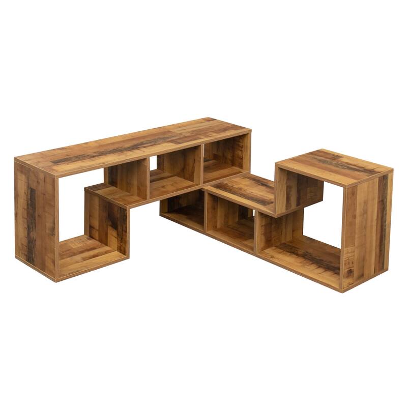 Double LShaped Low Floor TV Stand with Multi Display Shelves&Cubes