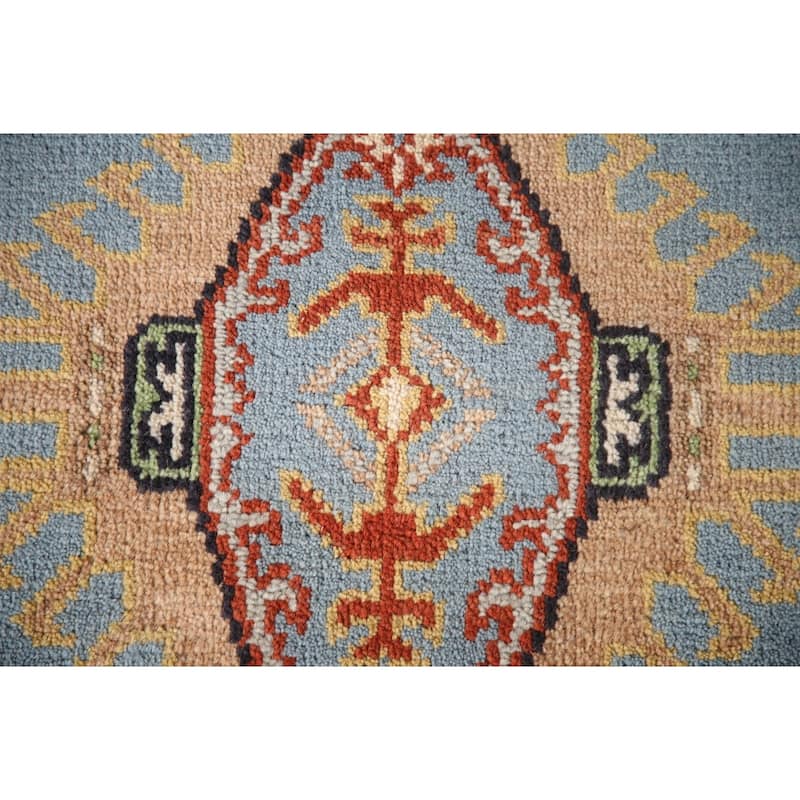 Light Blue Kazak Indian Area Rug Hand-knotted Wool Carpet - 3'2"x 5'1"