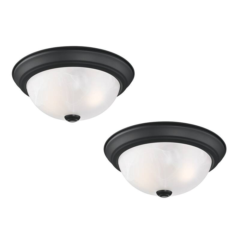 Design House 2 Pack 2-Light Indoor Dimmable Matte Black Ceiling Light with Alabaster Glass Shade