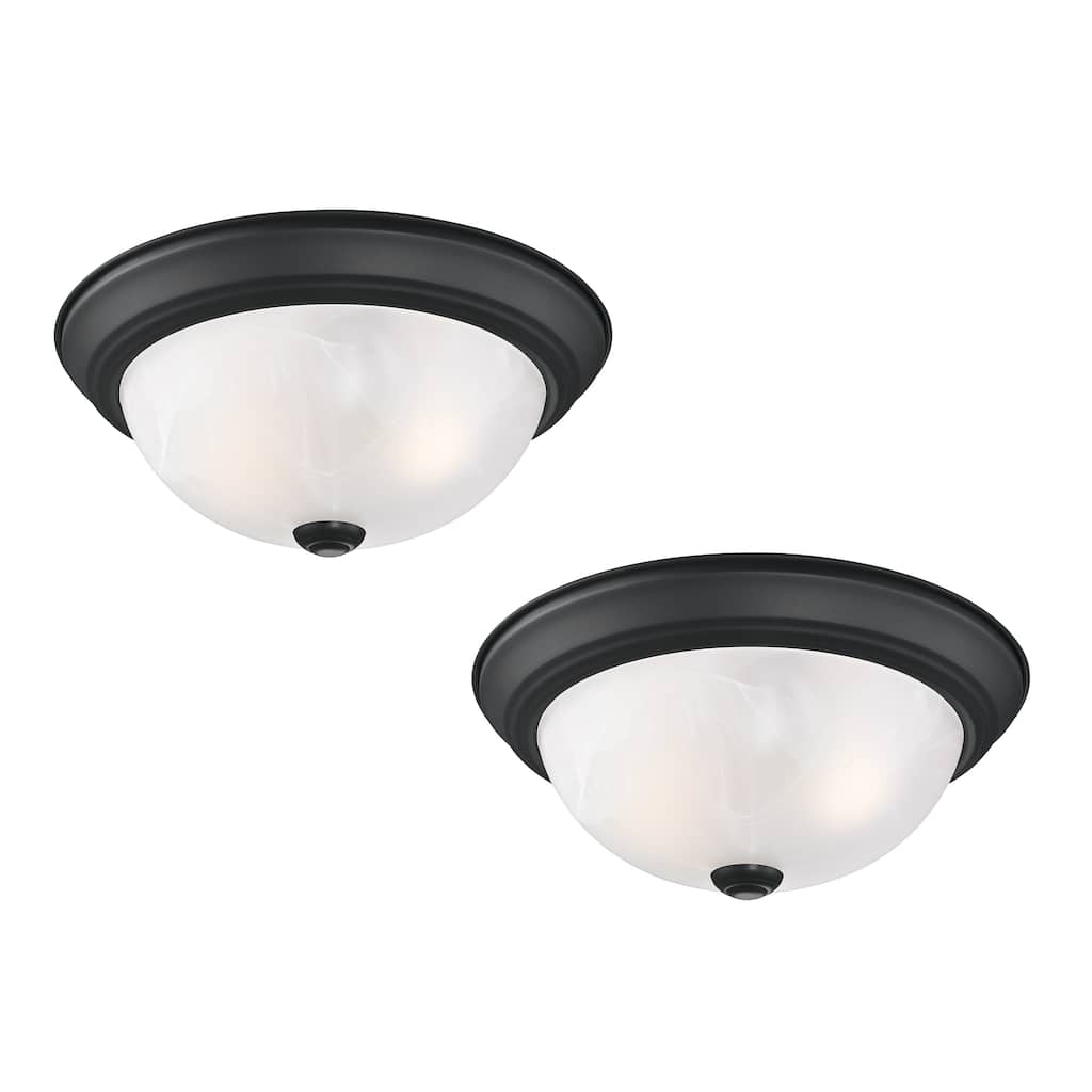 Design House 2 Pack 2-Light Indoor Dimmable Matte Black Ceiling Light with Alabaster Glass Shade