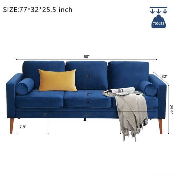 Mid Century Soft Cushion Couch with Wood Structure for Living Room