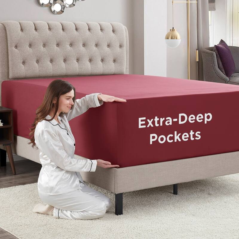 Empyrean Bedding Extra Deep Pocket Microfiber Fitted Sheet Set