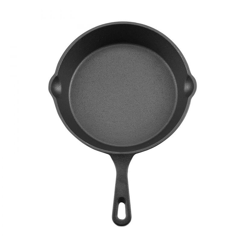 3 Piece Black Cast Iron Skillet Frying Pan Set with Ergonomic Handle for Stovetop and Oven Cooking