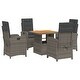 preview thumbnail 74 of 75, vidaXL Patio Dining Set with Cushions Outdoor Seating Gray Poly Rattan