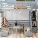 preview thumbnail 4 of 15, Gray Full Pine Convertible Bunk Bed with Staircase, Drawer, and Table Set