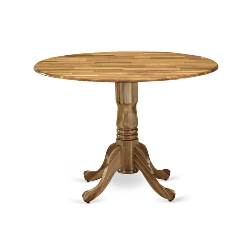HomeStock 3-Pc Natural Oil Finish Solid Wood Top - Round Dining Room Set - Seats 4