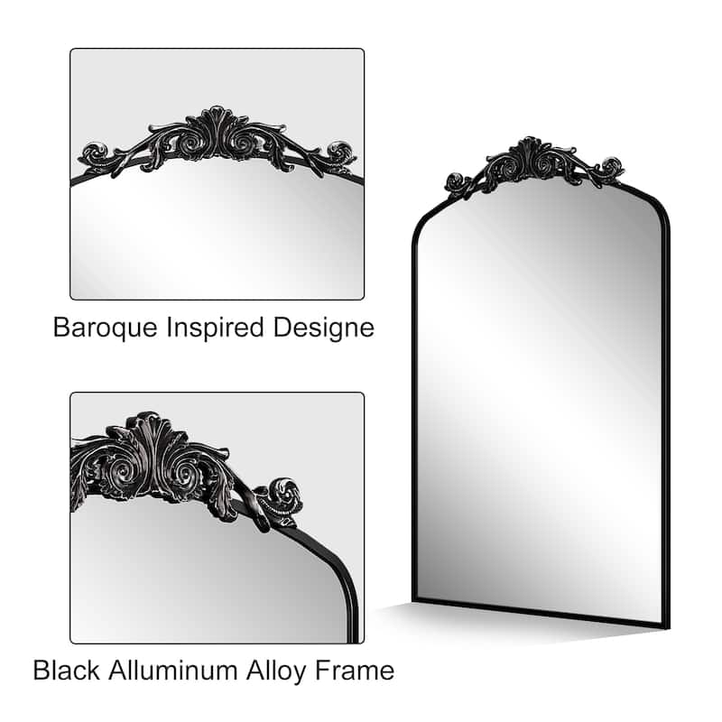 Arched Vintage Mirror Traditional Baroque Style Wall Mirror