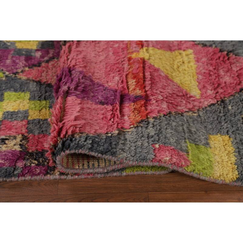 Plush Colorful Moroccan Oriental Area Rug Handmade Wool Carpet - 8'0" x 10'10"