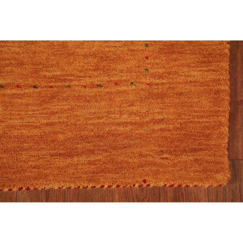 Orange Gabbeh Modern Area Rug Hand-Knotted Wool Carpet - 5'3" x 8'0"
