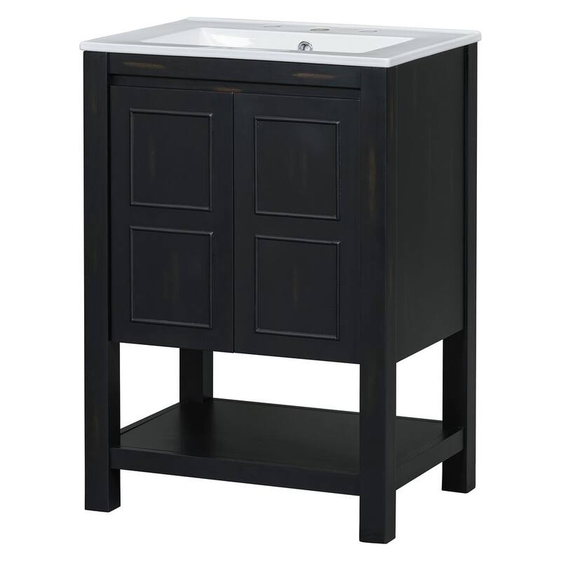 24"/36" Antique Finish Bathroom Vanity Cabinet with Ceramic Sink