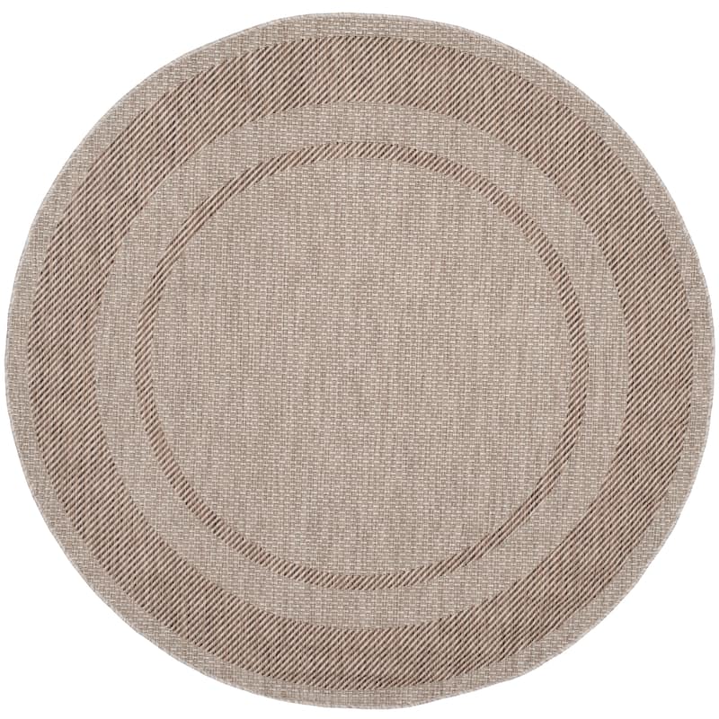 SAFAVIEH Courtyard Shpresa Indoor/ Outdoor Waterproof Patio Backyard Rug - 7'10" Round - Beige/Brown