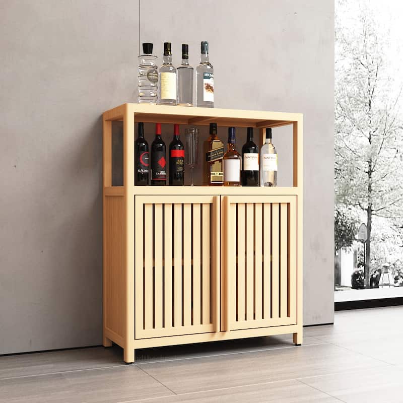 Bamboo Storage Cabinet With Shelves - Natural