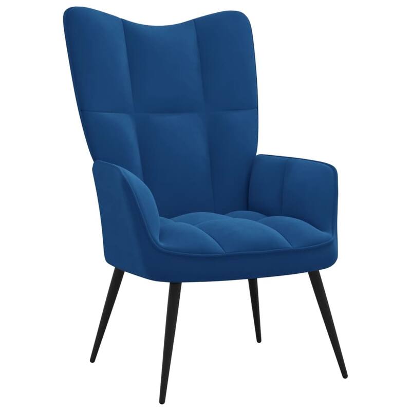vidaXL Relaxing Chair multi colors Velvet - without Stool - Blue