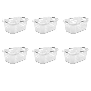 White Case of 4 Laundry Basket Sterilite 2 Bushel