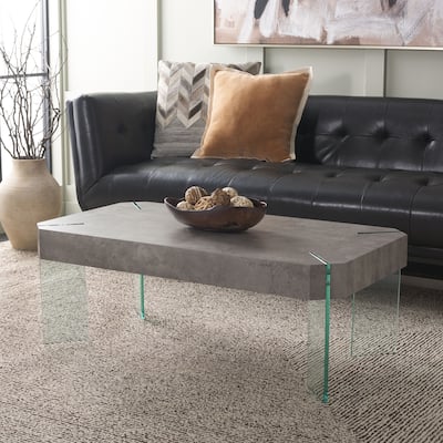 SAFAVIEH Home Katelyn Rectangular Contemporary Glass Leg Coffee Table - 43Wx24Dx16H