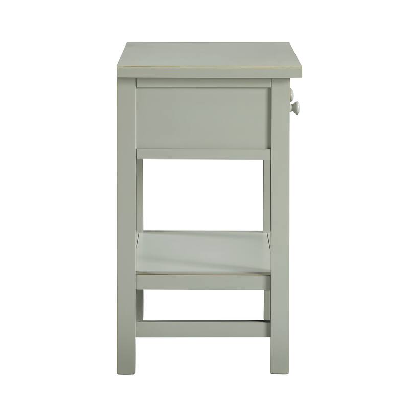 1-Drawer Nightstand with Open Shelf and Wooden Knobs Rustic Design