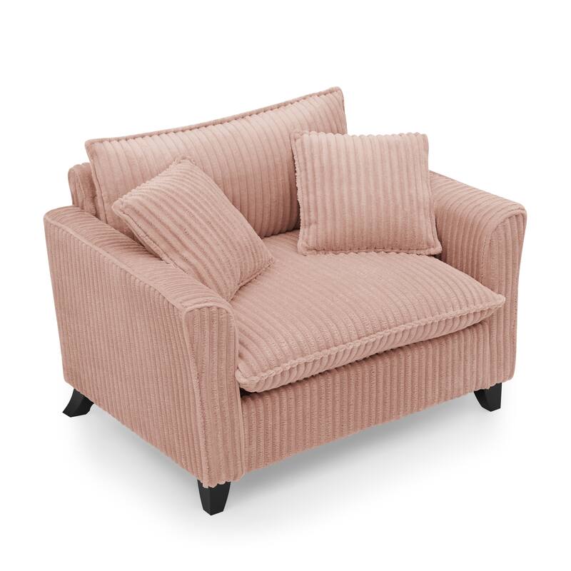 Tufted Corduroy Lazy Sofa Chair with Backrest and Armrests Single Person Lounge Chair for Living Room or Bedroom Accent Chairs