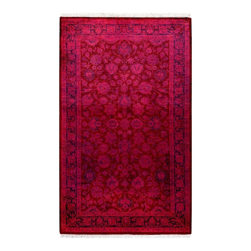 Overton Hand Knotted Wool Vintage Inspired Modern Contemporary Overdyed Pink Area Rug - 3' 1" x 5' 2"