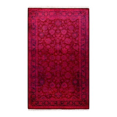 Overton Hand Knotted Wool Vintage Inspired Modern Contemporary Overdyed Pink Area Rug - 3' 1" x 5' 2"