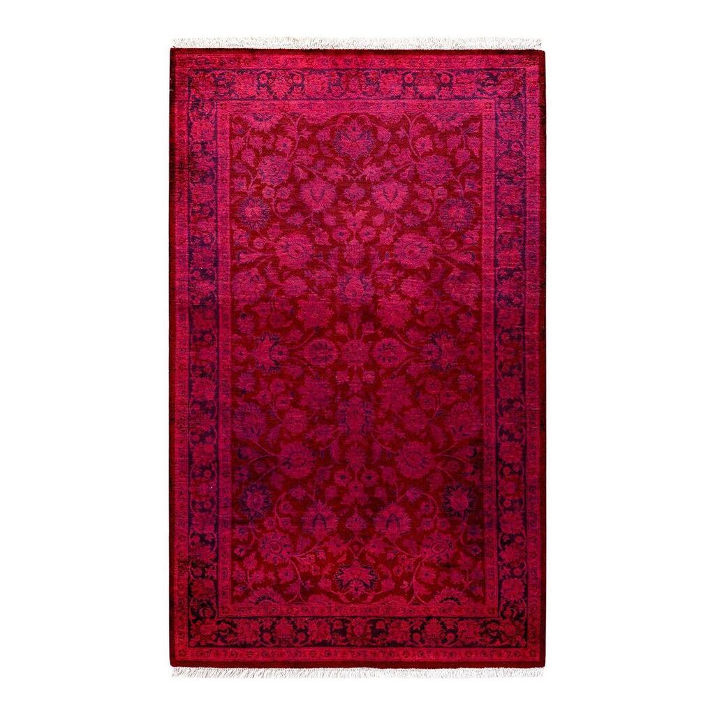 Overton Hand Knotted Wool Vintage Inspired Modern Contemporary Overdyed Pink Area Rug - 3' 1" x 5' 2"