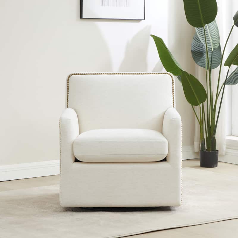 Tobias Swivel Accent Chair with Nailhead Trim by Greyson Living