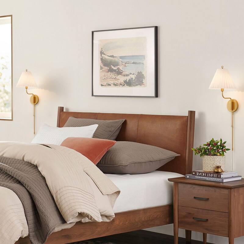 KAWOTI Brushed Gold Wall Sconce with Cone Opal White Glass - D11" x W12.5 x H33"