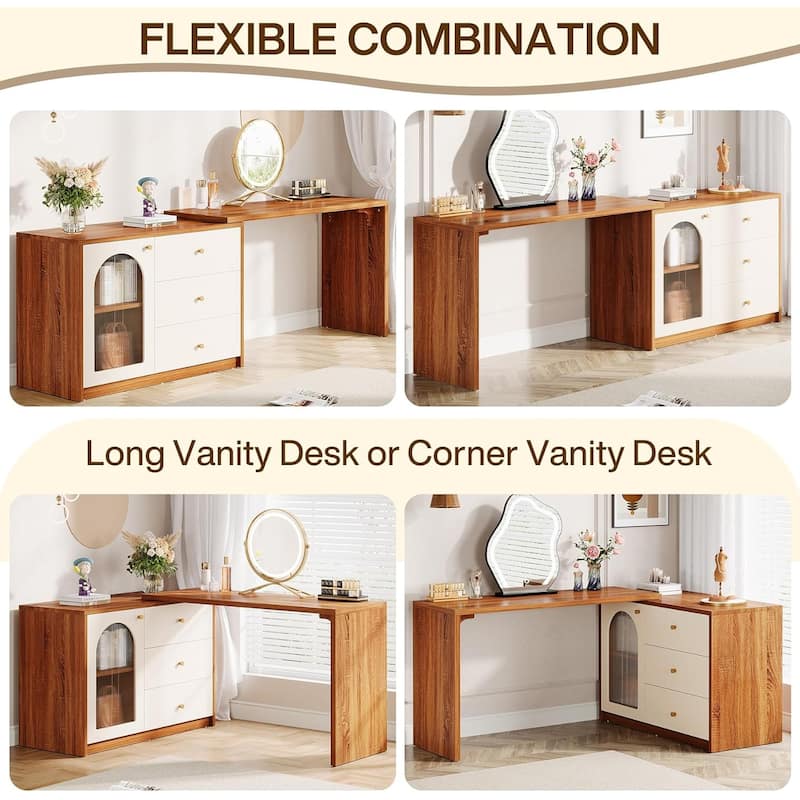 Retractable Makeup Vanity Vanity Desk Dressing Table for Bedroom