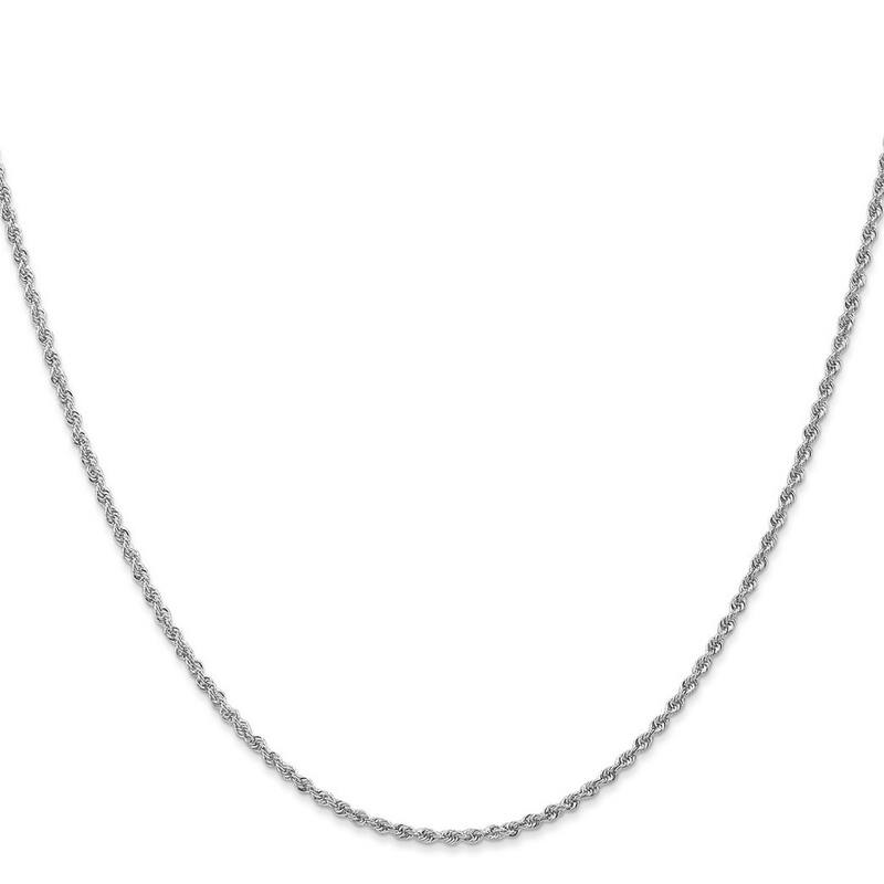 Curata 14k White Gold Solid 1.75mm Regular Rope Necklace Options: 16 18 20 22 24