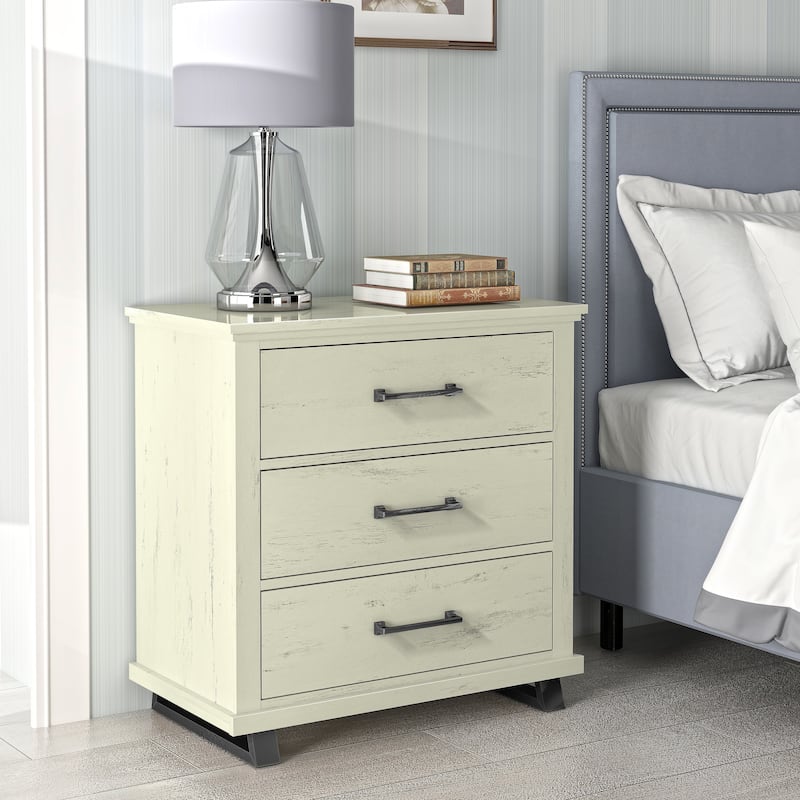 Contemporary 32" Wide Nightstand with 3 Drawers