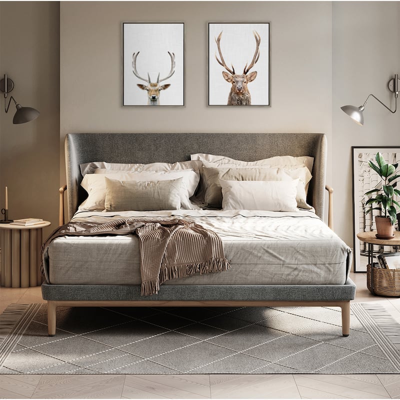 Kate and Laurel Sylvie The Red Deer Color Framed Canvas by Simon Te