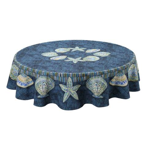 Laural Home Embellished Shells 70 in Round Tablecloth