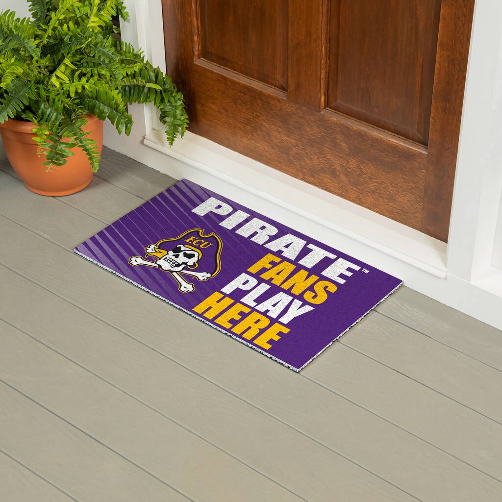 28 in. x 16 in. East Carolina University "Fans Play Here" PVC Door Mat