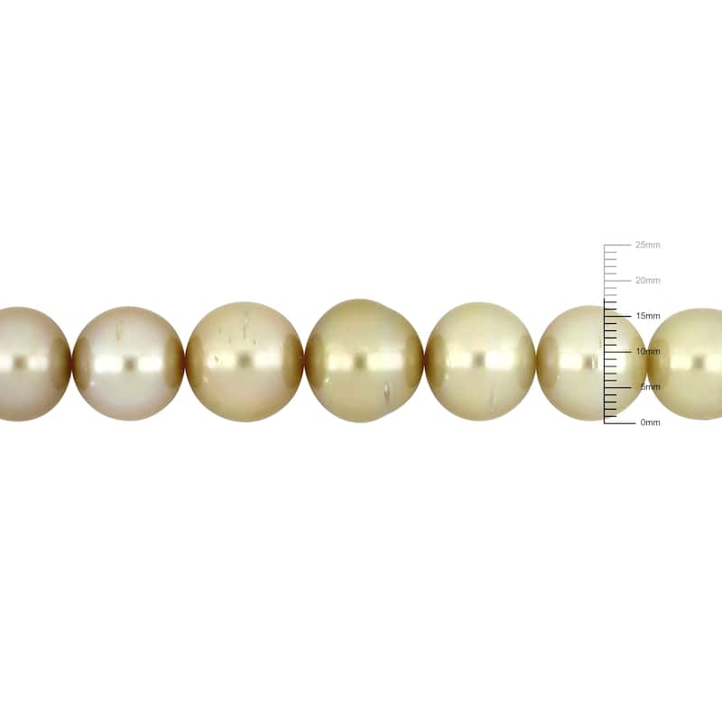Miadora Graduated Golden South Sea Cultured Pearl Diamond Accents Necklace in 14k Yellow Gold